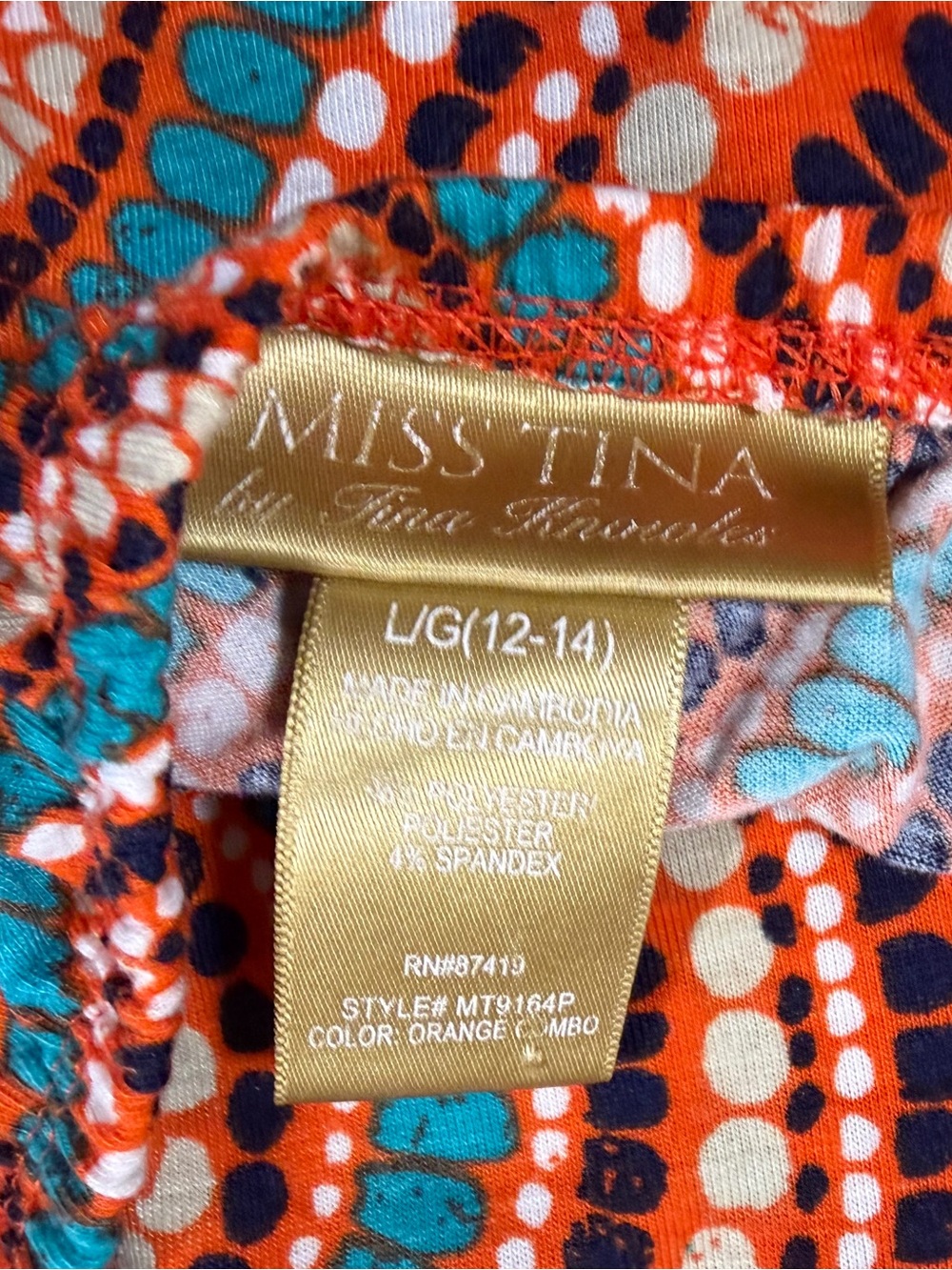Miss Tina Orange Geometric Maxi Skirt with Teal Accents - Picture 6 of 6